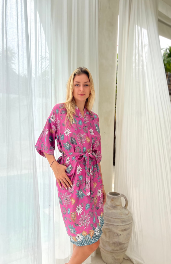 Robe Kimono en mélange de soie